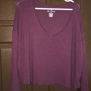 Purple v-neck long sleeve